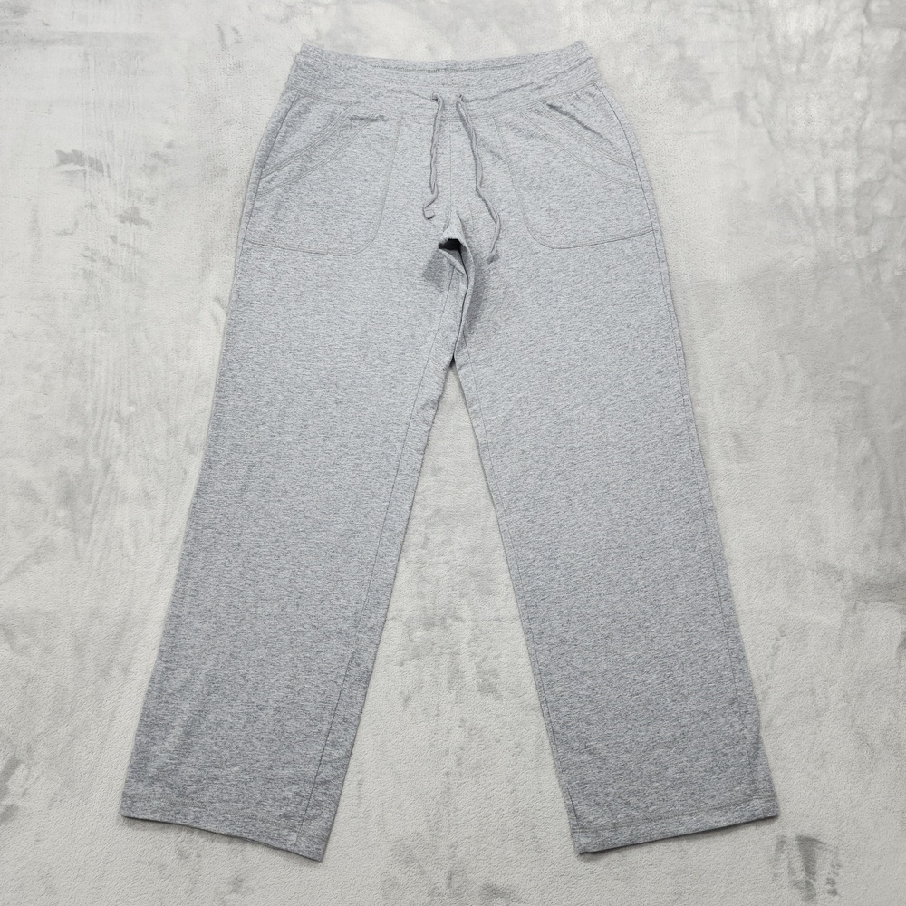 Athletic Works Pants Womens M PETITE Gray Straight Leg Drawstring Stretch Lounge